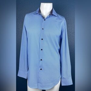 NWOT WRK Mens Dress Shirt Blue Pattern Stretch Button Up With Long Sleeves
